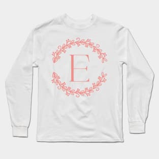 Pink Monogram- Letter E Long Sleeve T-Shirt